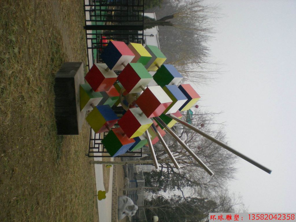 不锈钢公园俄罗斯方块景观雕塑